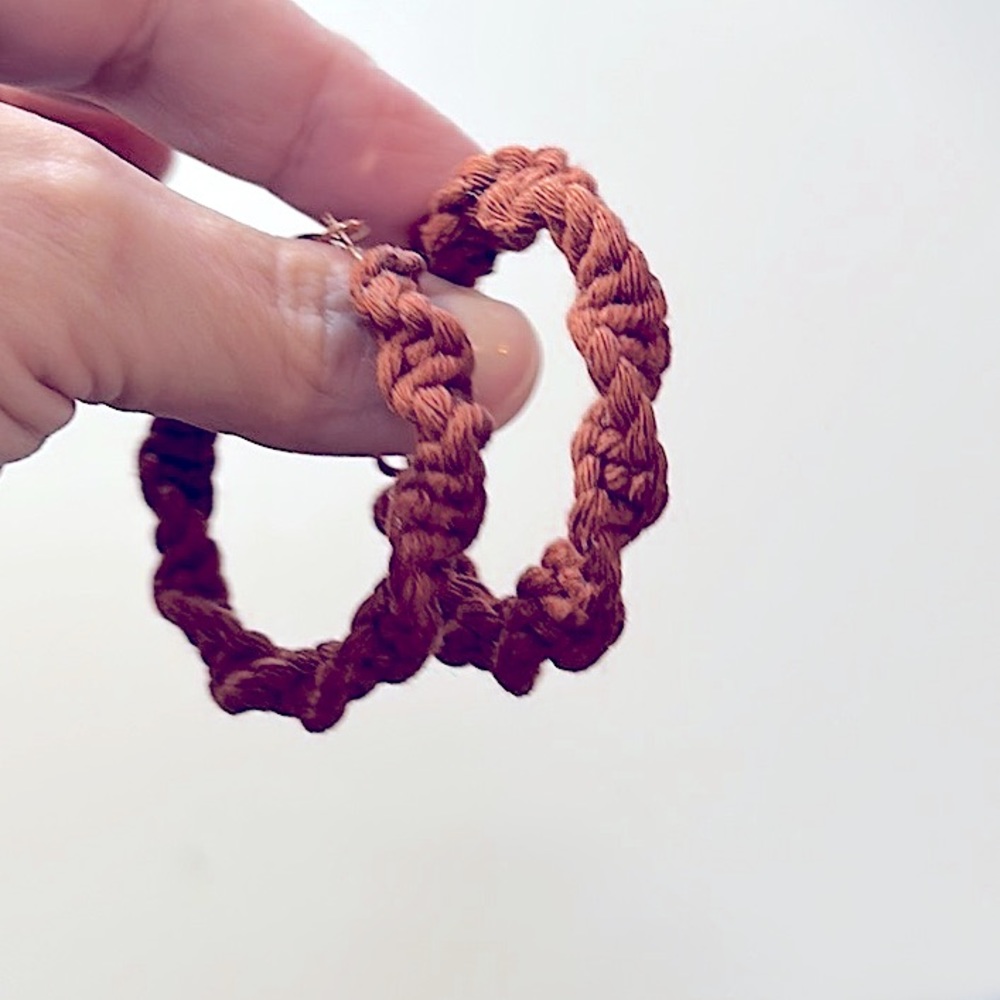 New Ladies Bohemian Styles Woven Macrame Fancy Hoops, Handmade w/Love Earrings